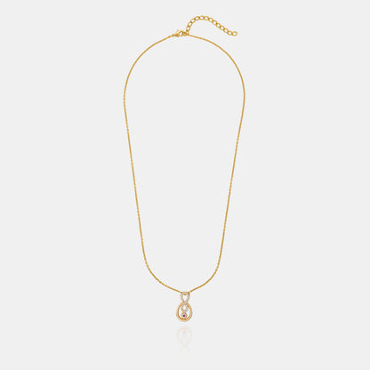 Golden Necklace with a Diamond Pendant