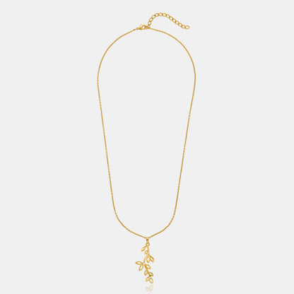 Golden Necklace with a Leaf Design on it