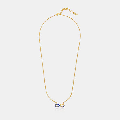 Shine Bright with this Stunning Golden Necklace Featuring a Blue Infinity