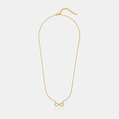 Shine Bright with this Stunning Golden Necklace Featuring a White Infinity