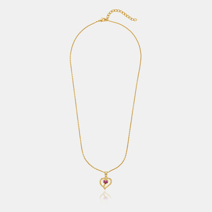 Golden Necklace with Heart Pendant