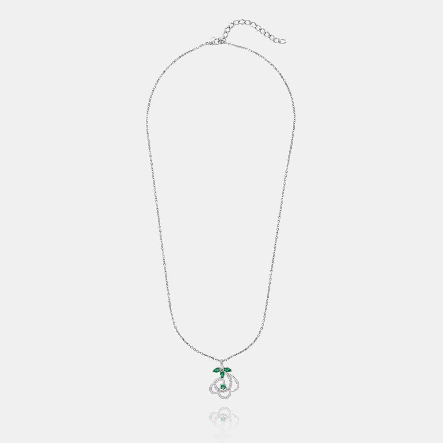 silver green luminous heart necklace