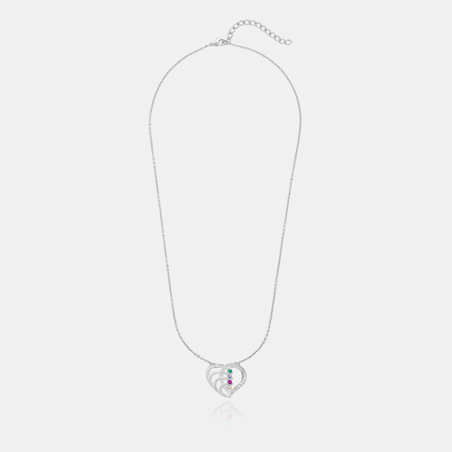 silver necklace with a diamond heart pendant