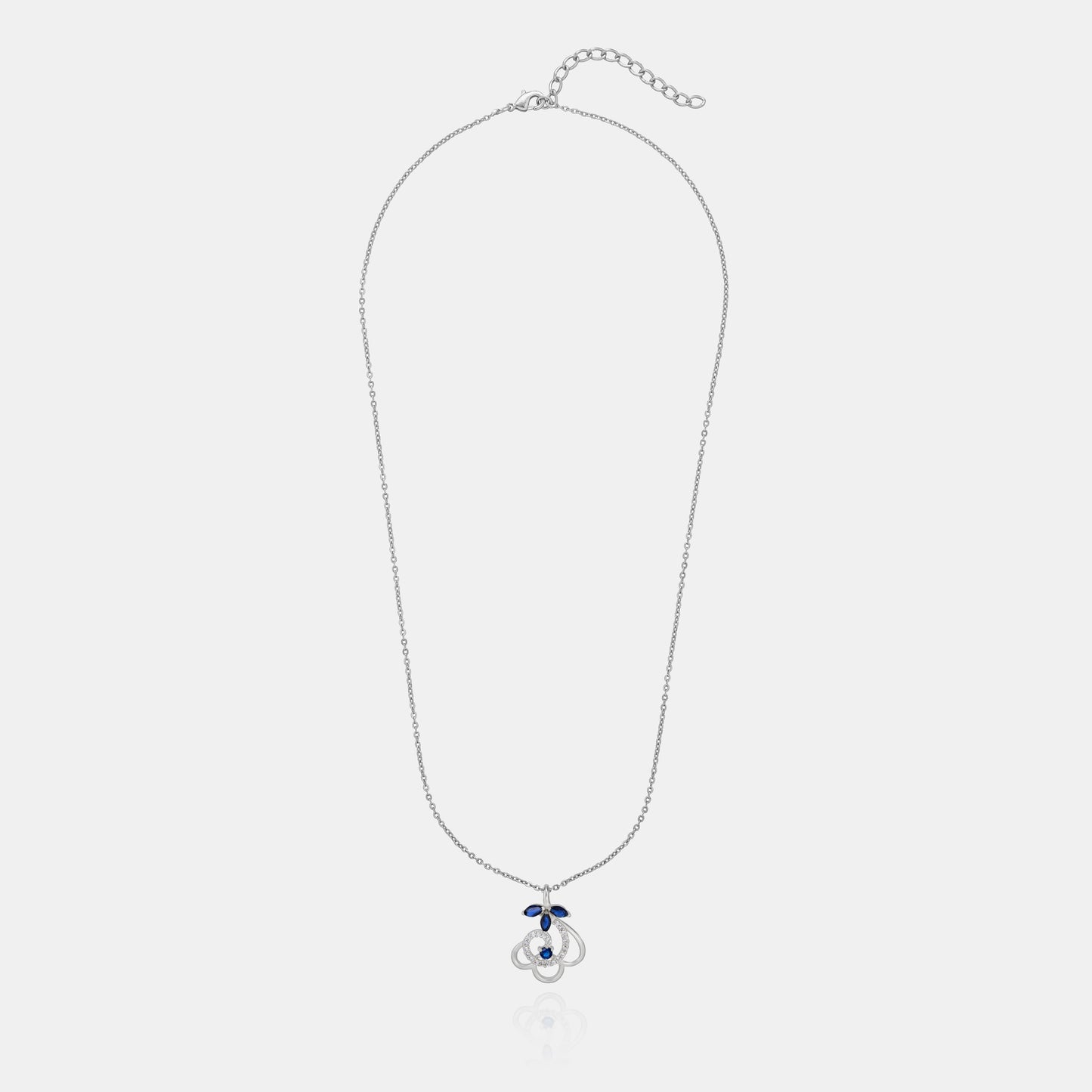 silver blue luminous heart necklace