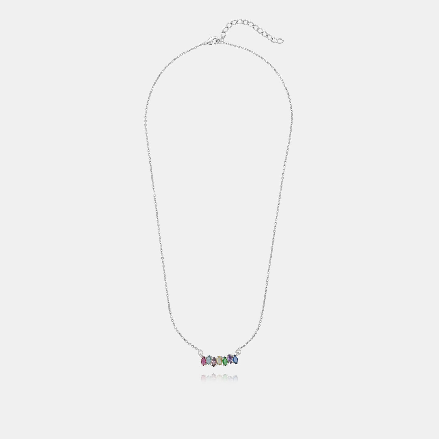 silver trendy marquise multi stone necklace