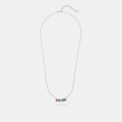 Silver Trendy Marquise Multi Stone Necklace