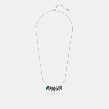 Silver Necklace With Colorful Stones