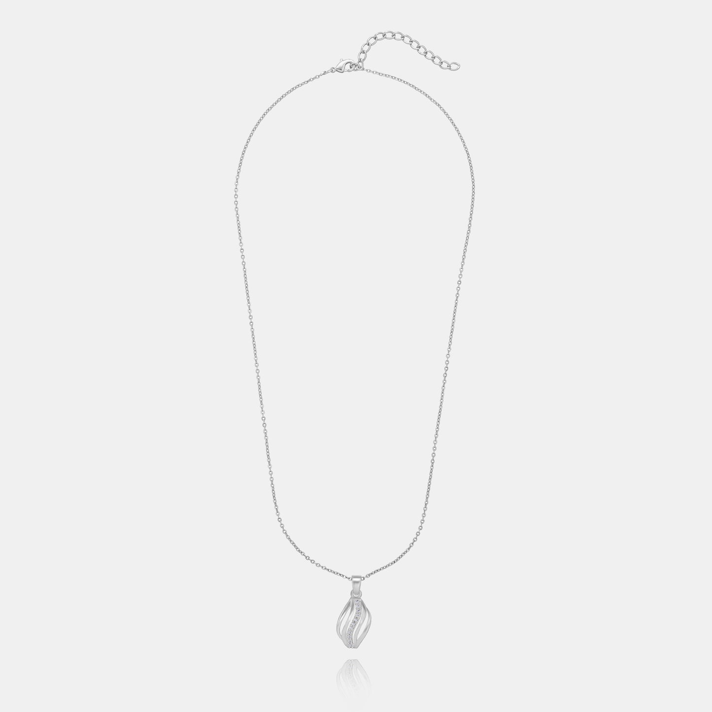 silver necklace with a diamond pendant