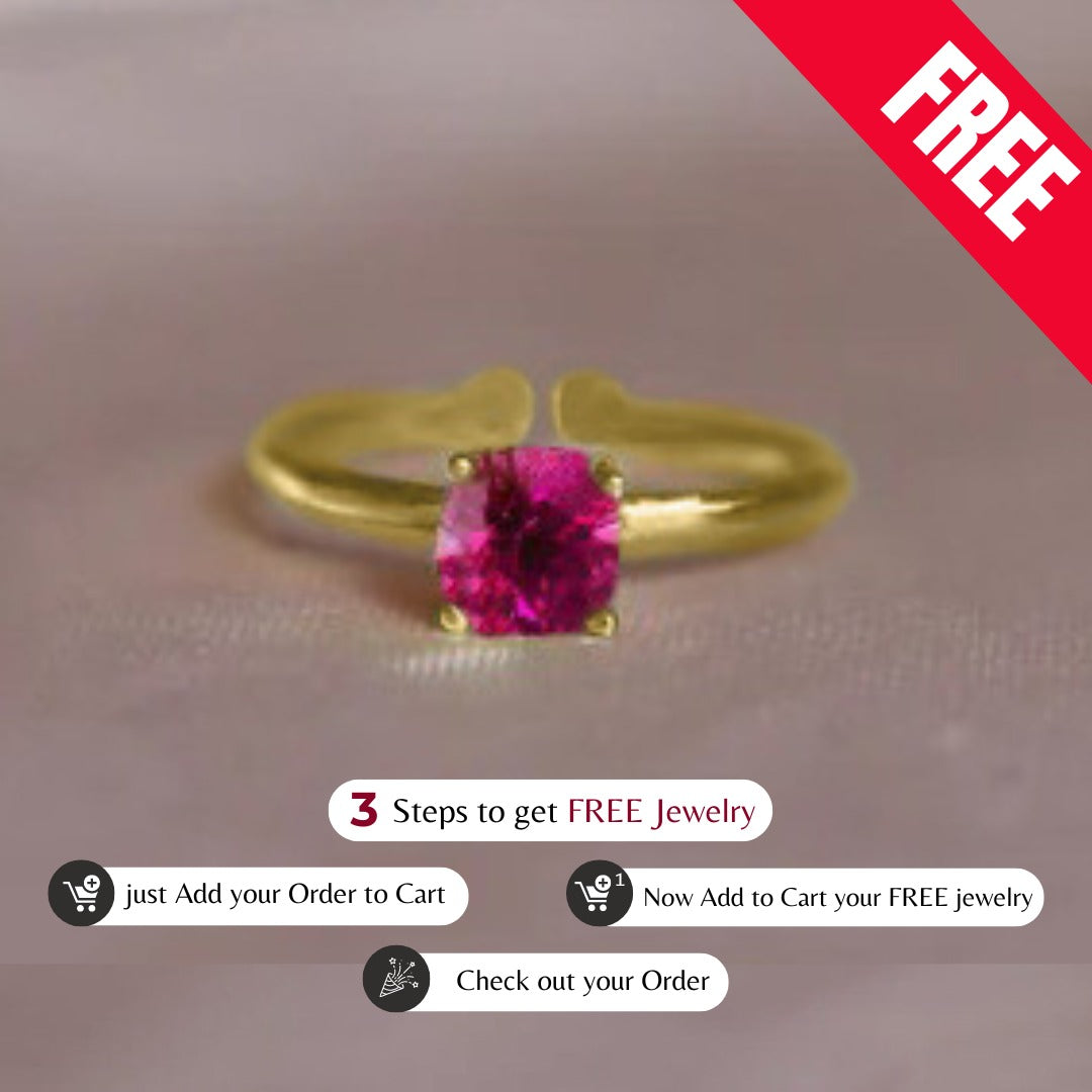 free golden ruby ring with every purchase