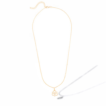 Golden Necklace with Flower Pendent