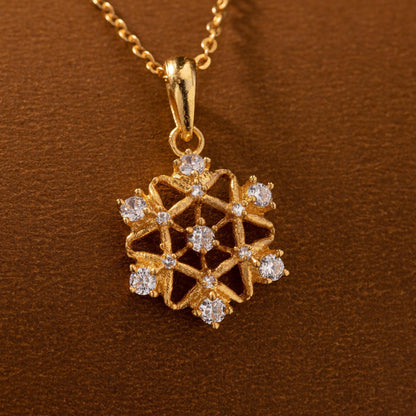 Golden Necklace with a Diamond Pendant