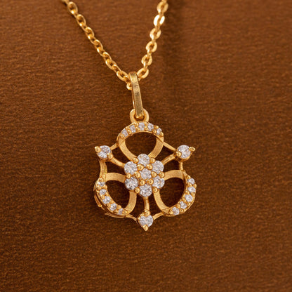 Golden Necklace with Flower Pendent