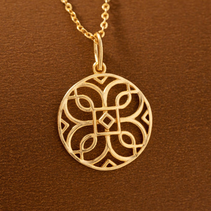 Golden Necklace with a Celtic Design Pendant