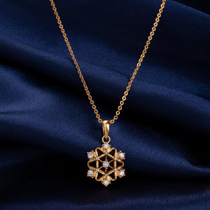 Golden Necklace with a Diamond Pendant