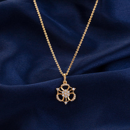 Golden Necklace with Flower Pendent