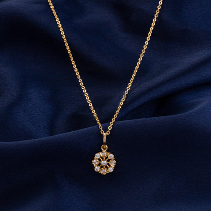 Golden Flower Necklase with White Stones