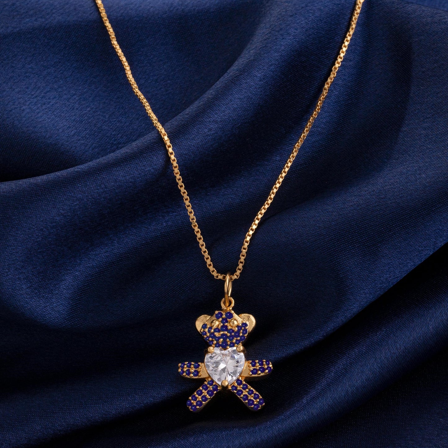 blue sparkling teddy bear pendant