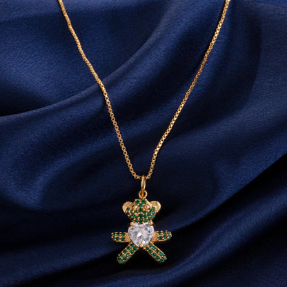 Green Sparkling Teddy Bear Pendant