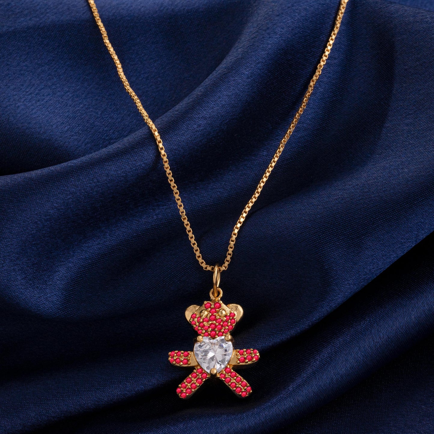 red sparkling teddy bear pendant