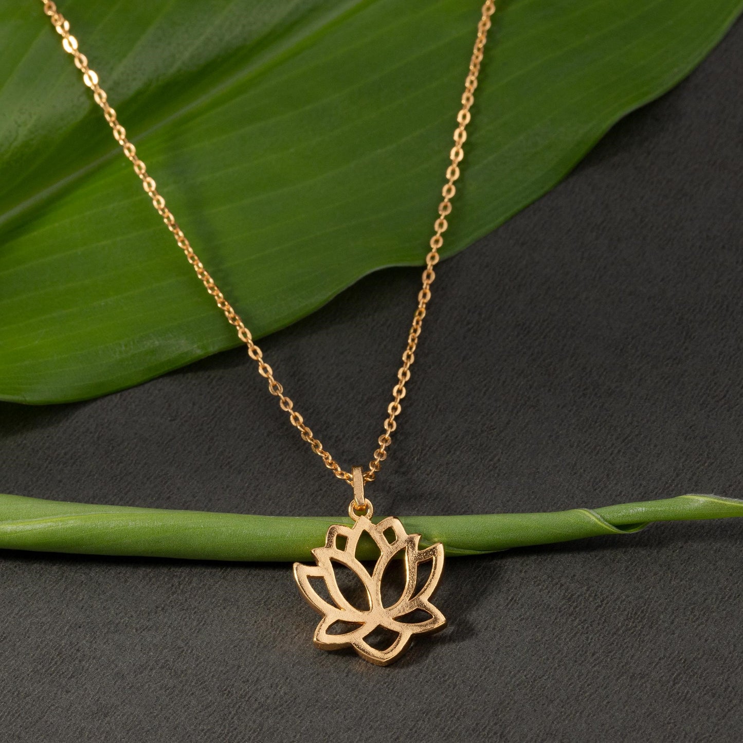 golden lotus flower necklace