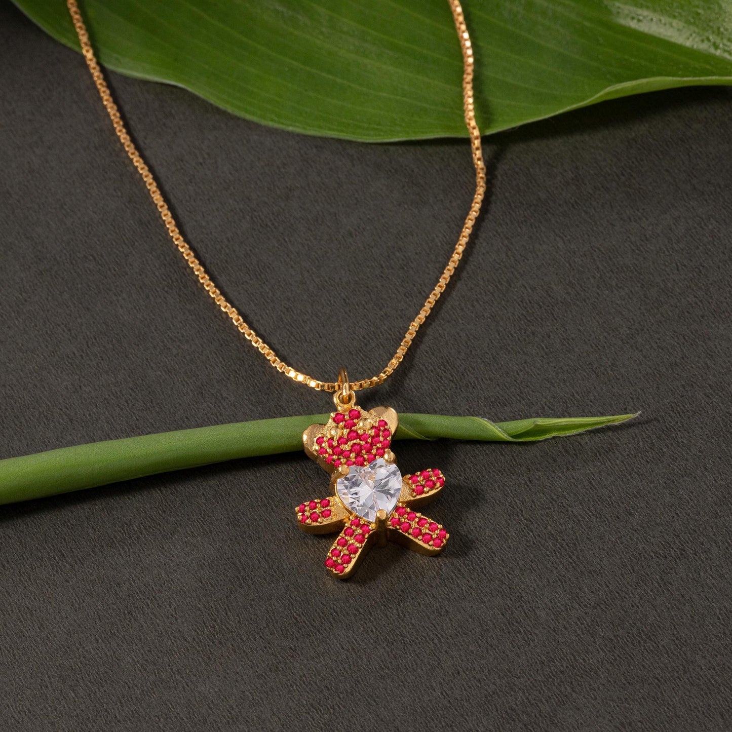 red sparkling teddy bear pendant