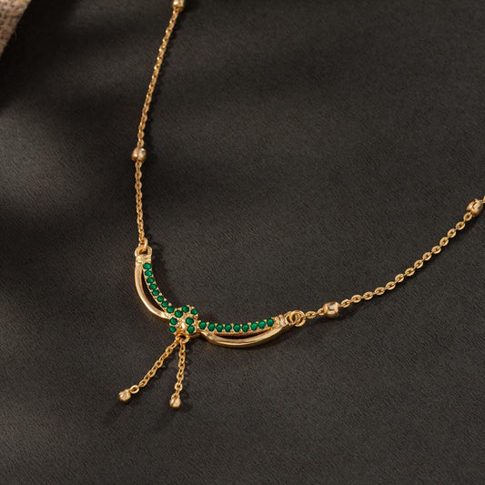 Golden Necklase with Emerald  Stones