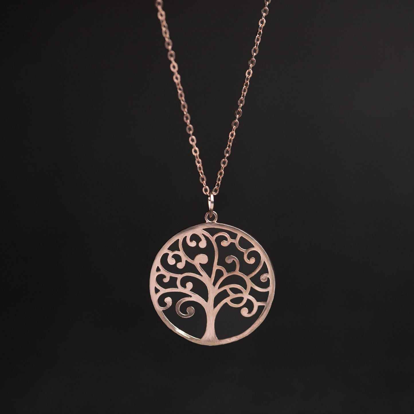 rose gold tree of life pendant