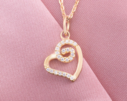 White Swirling Heart Necklace