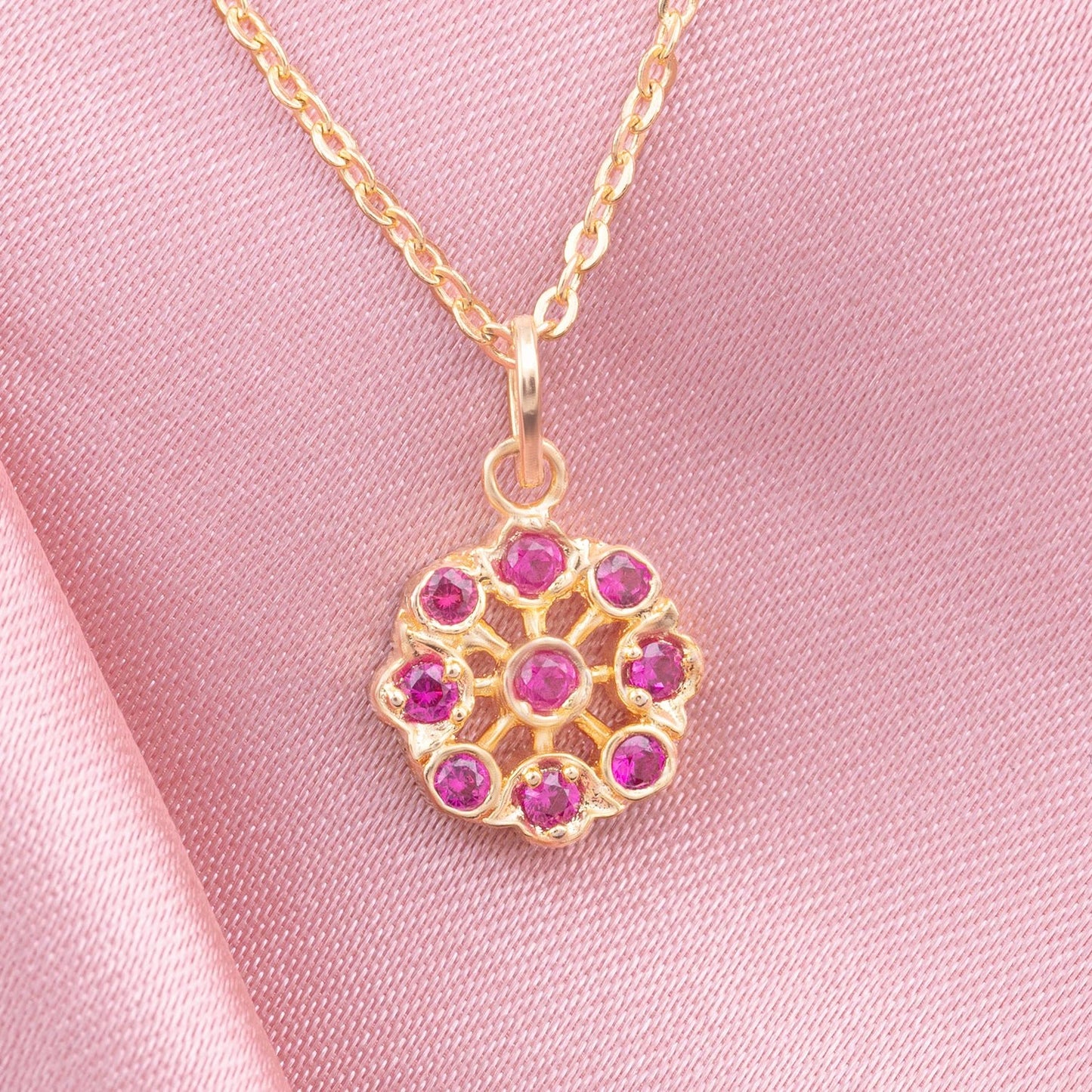 golden necklace with a flower design