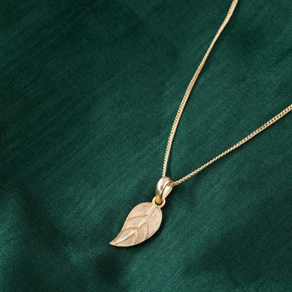 Golden Necklace with Leaf Pendant