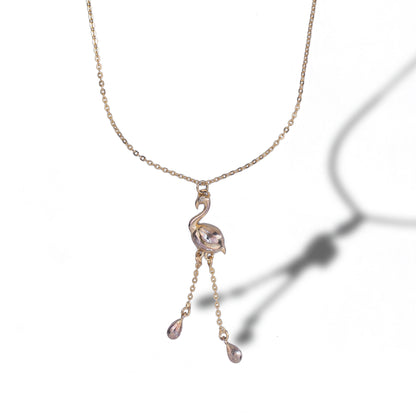 Graceful Flamingo Drop Necklace