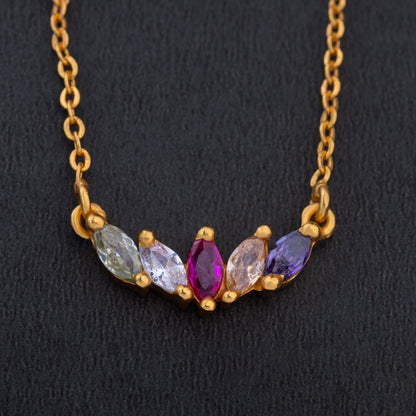 Golden Necklace with Multi Colored Stone