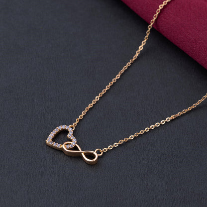 Golden Necklace with Heart and Infinity