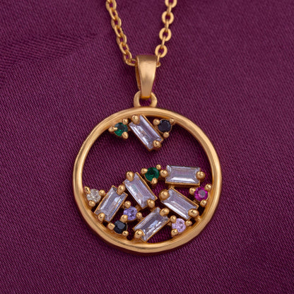 Golden Necklace with Multi Colored Stones