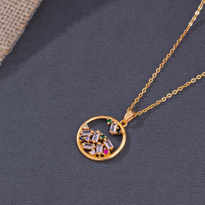 Golden Necklace with Multi Colored Stones