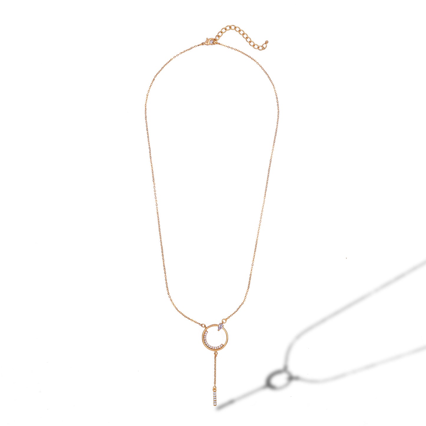 golden necklace with a diamond circle