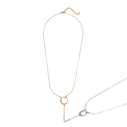 Golden Necklace with a Diamond Circle