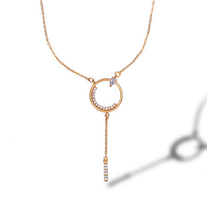 Golden Necklace with a Diamond Circle