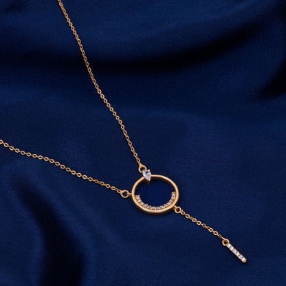 Golden Necklace with a Diamond Circle