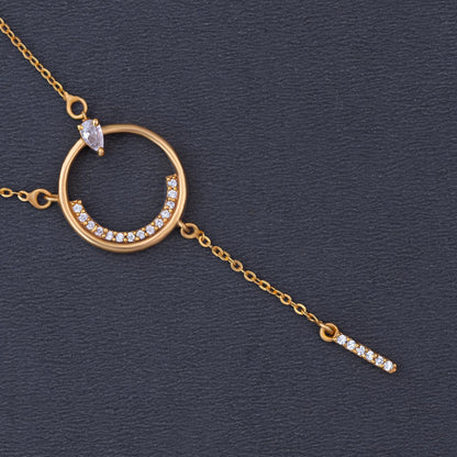 Golden Necklace with a Diamond Circle