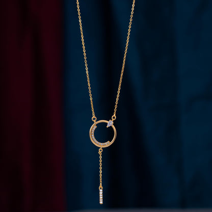 Golden Necklace with a Diamond Circle