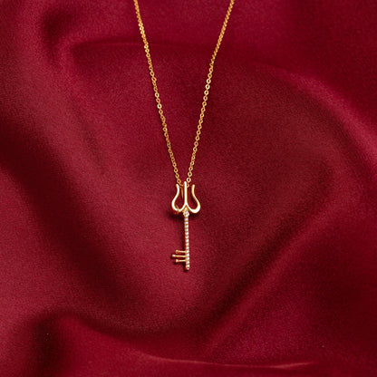 Golden Necklace with a Diamond Pendant