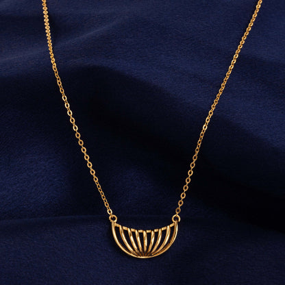 Golden Necklace with a Large Curved Design