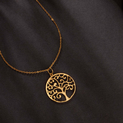 Golden Necklace with Tree of life Pendant