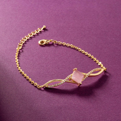 Bracelet_Pink Stone_Golden_1