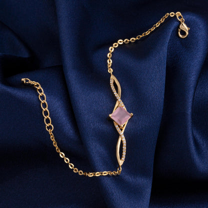 Bracelet_Pink Stone_Golden_1