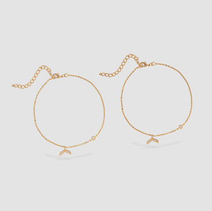 Pair of Golden Anklets with Stone