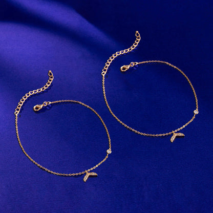 Pair of Golden Anklets with Stone