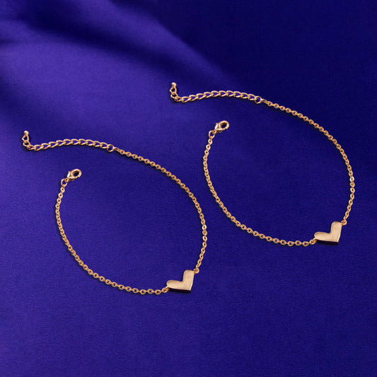 Pair of Golden Anklet with a Heart