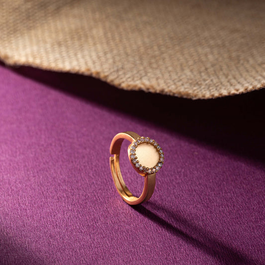 Golden Ring with a Diamond and a Small Round Stone